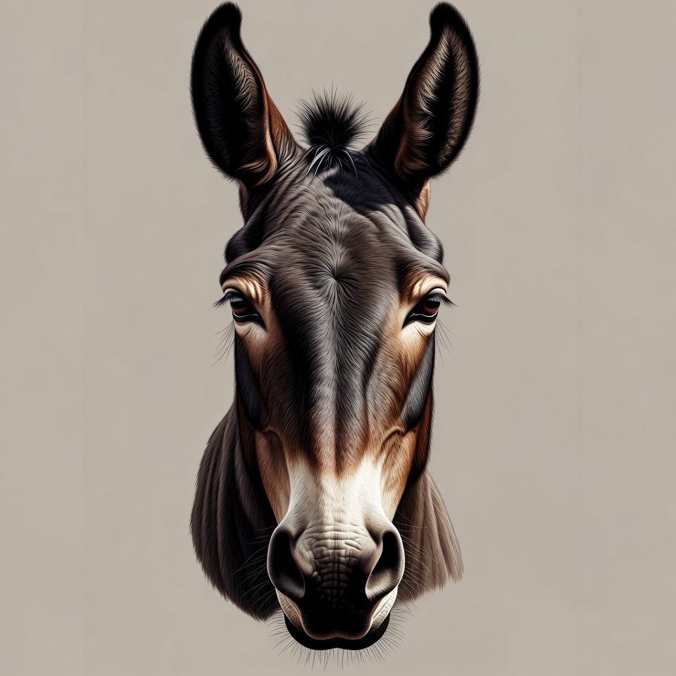 Close-up donkey head portrait Close-up donkey head portrait