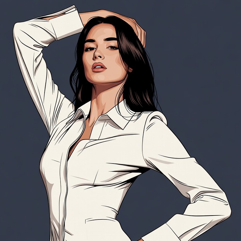 Woman posing with hand on head Woman posing with hand on head