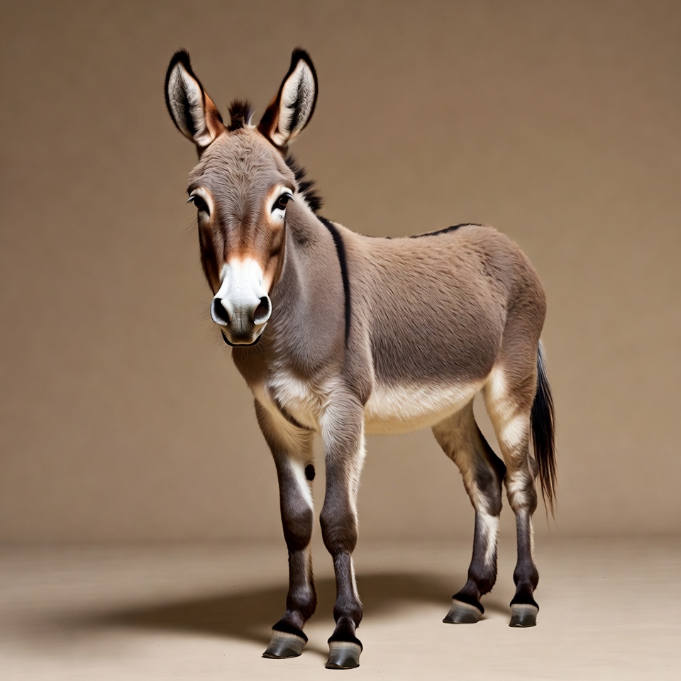 Cute donkey standing isolated Cute donkey standing isolated
