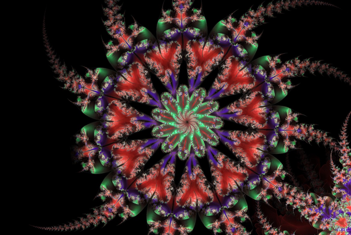 Vibrant Red Green Fractal Mandala Vibrant Red Green Fractal Mandala