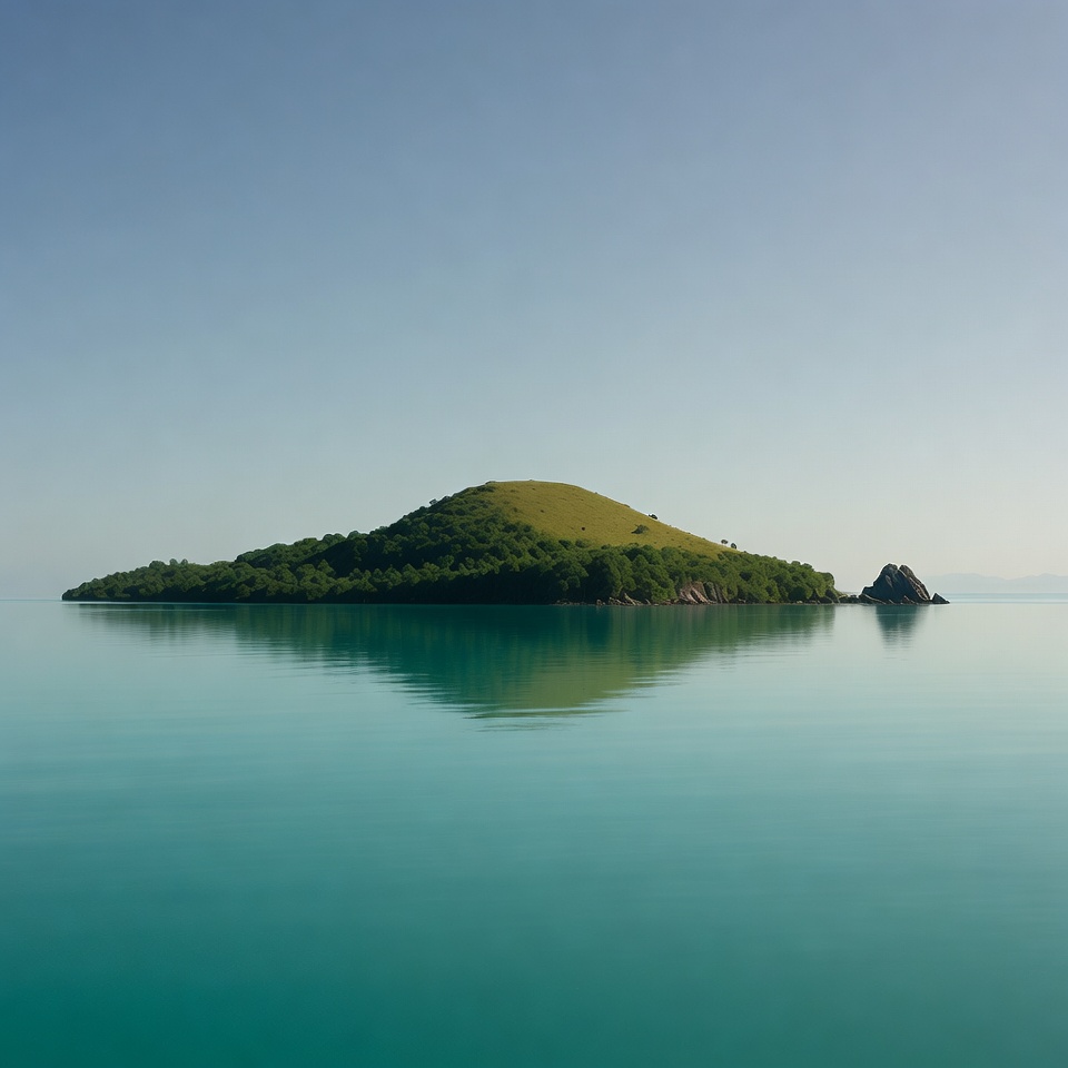 Small Green Island in Turquoise Sea Small Green Island in Turquoise Sea