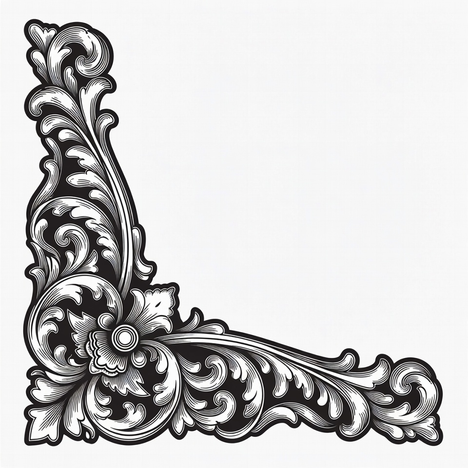 Ornate Black Floral Corner Design Ornate Black Floral Corner Design