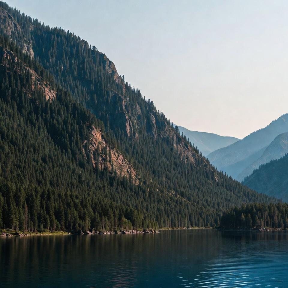 Mountain Lake with Pine Forests Mountain Lake with Pine Forests