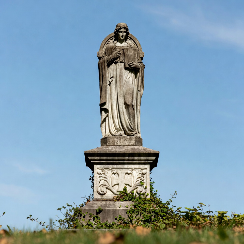Stone Statue Holding Book Outdoors Stone Statue Holding Book Outdoors