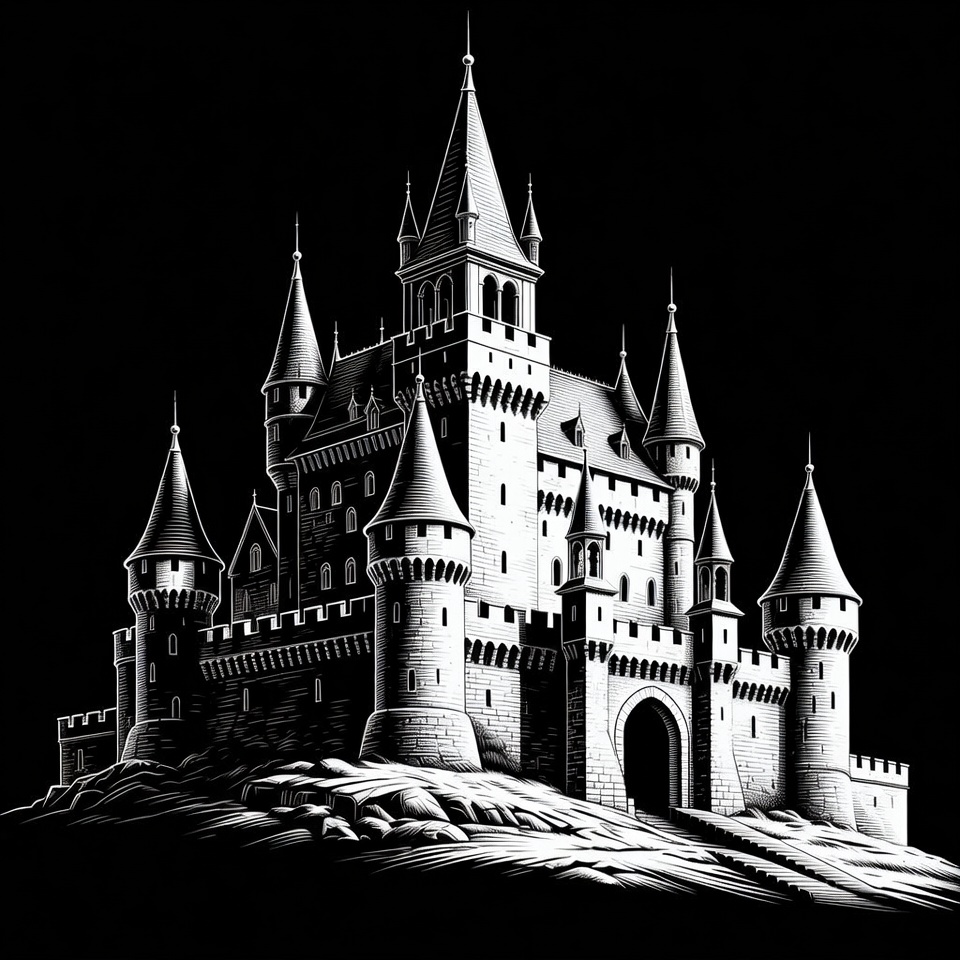 Majestic White Castle Illustration Majestic White Castle Illustration
