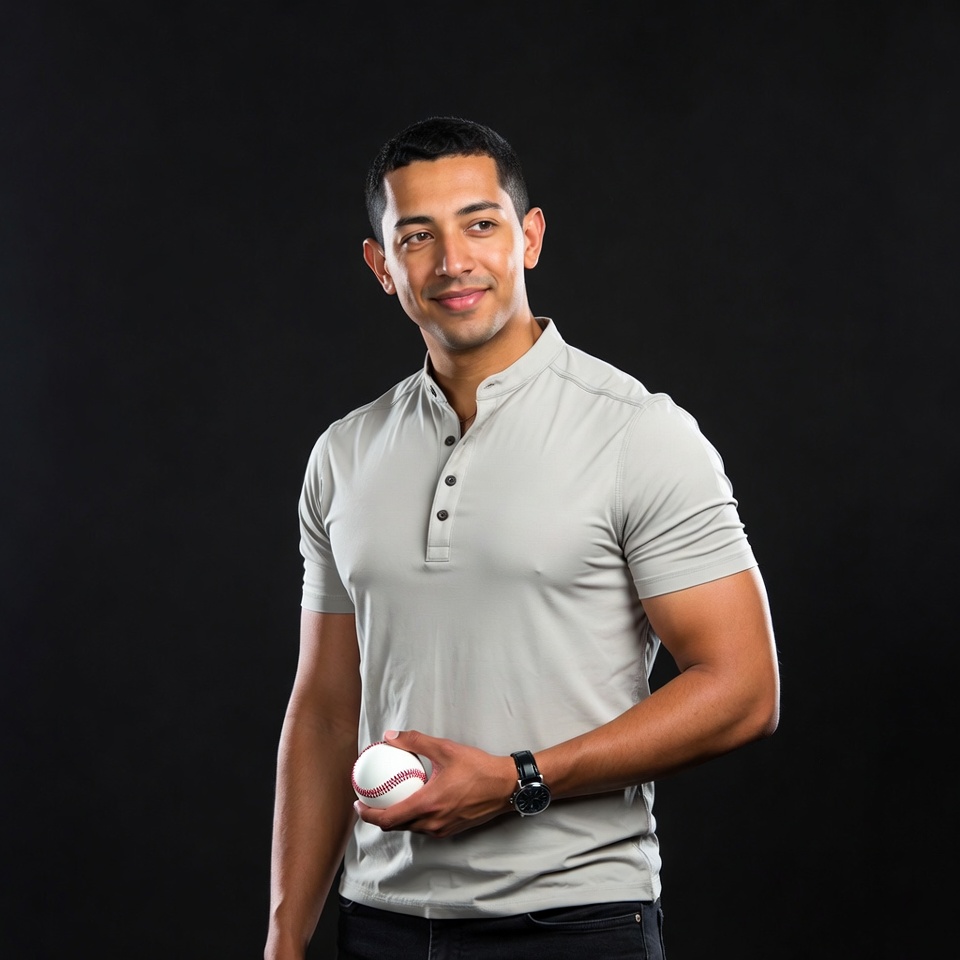 Latino man holding baseball Latino man holding baseball