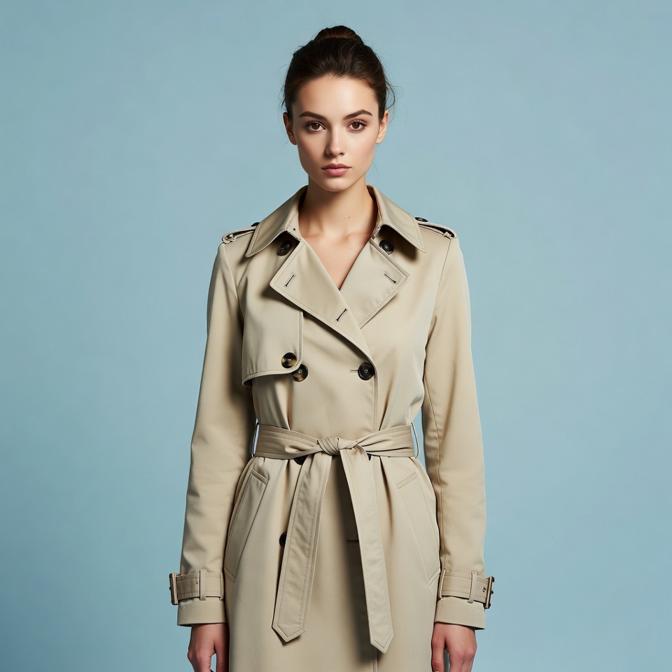 Woman wearing beige trench coat Woman wearing beige trench coat