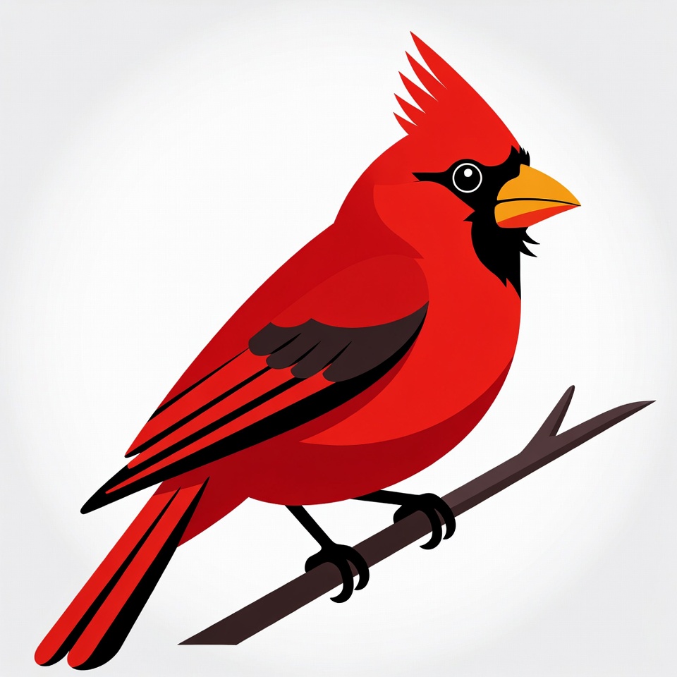 Red Cardinal Bird on Branch Red Cardinal Bird on Branch