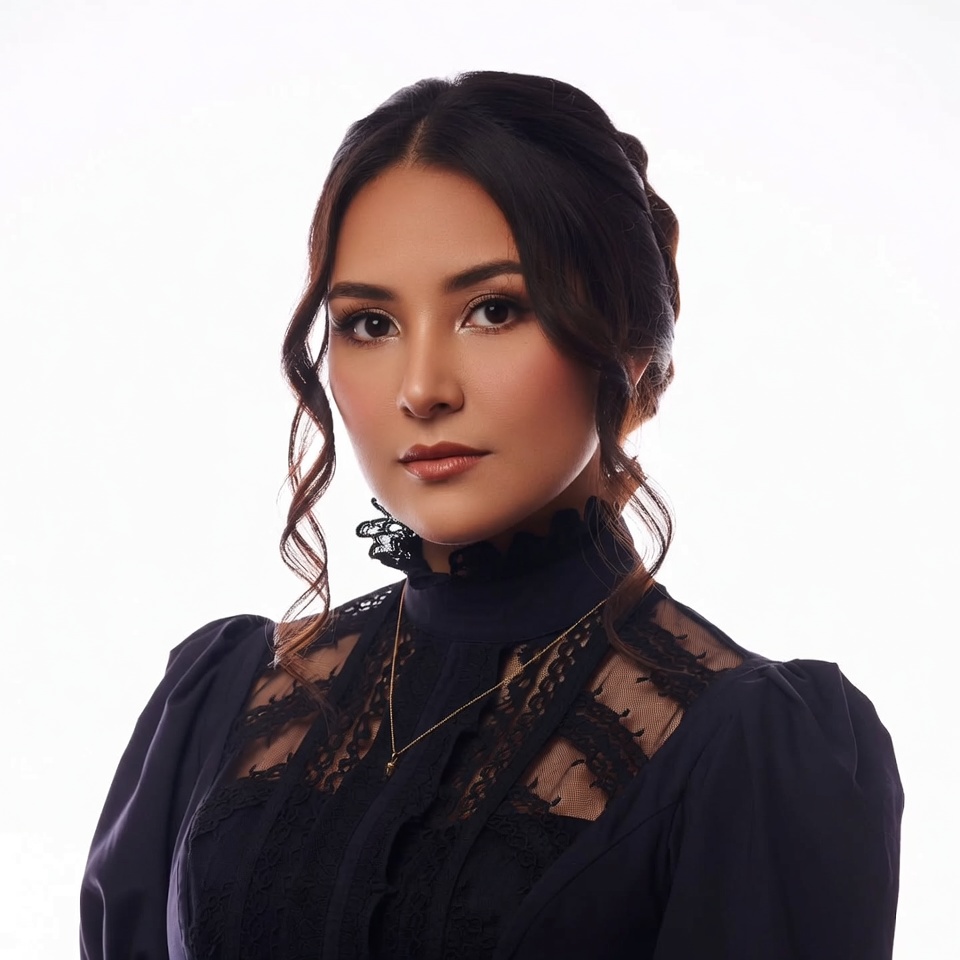 Asian woman in black lace dress Asian woman in black lace dress