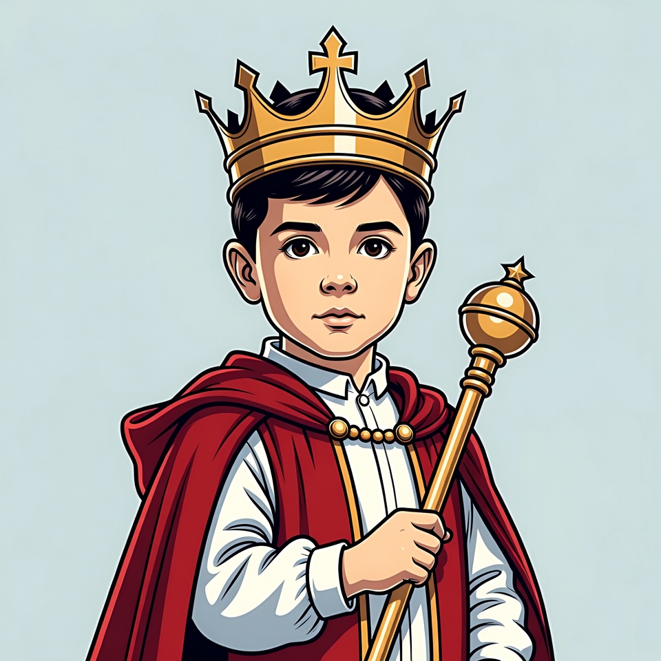 Boy wearing king crown and robe Boy wearing king crown and robe