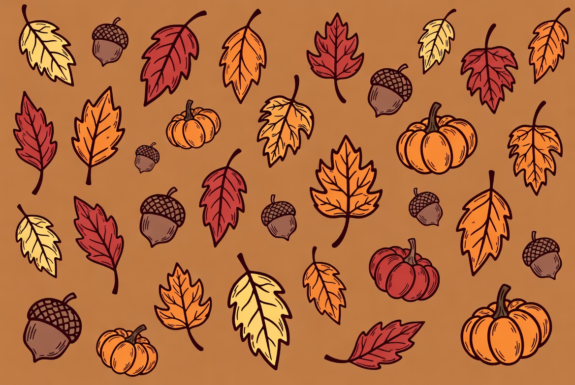 Fall Leaves Acorns Pumpkins Illustration Fall Leaves Acorns Pumpkins Illustration