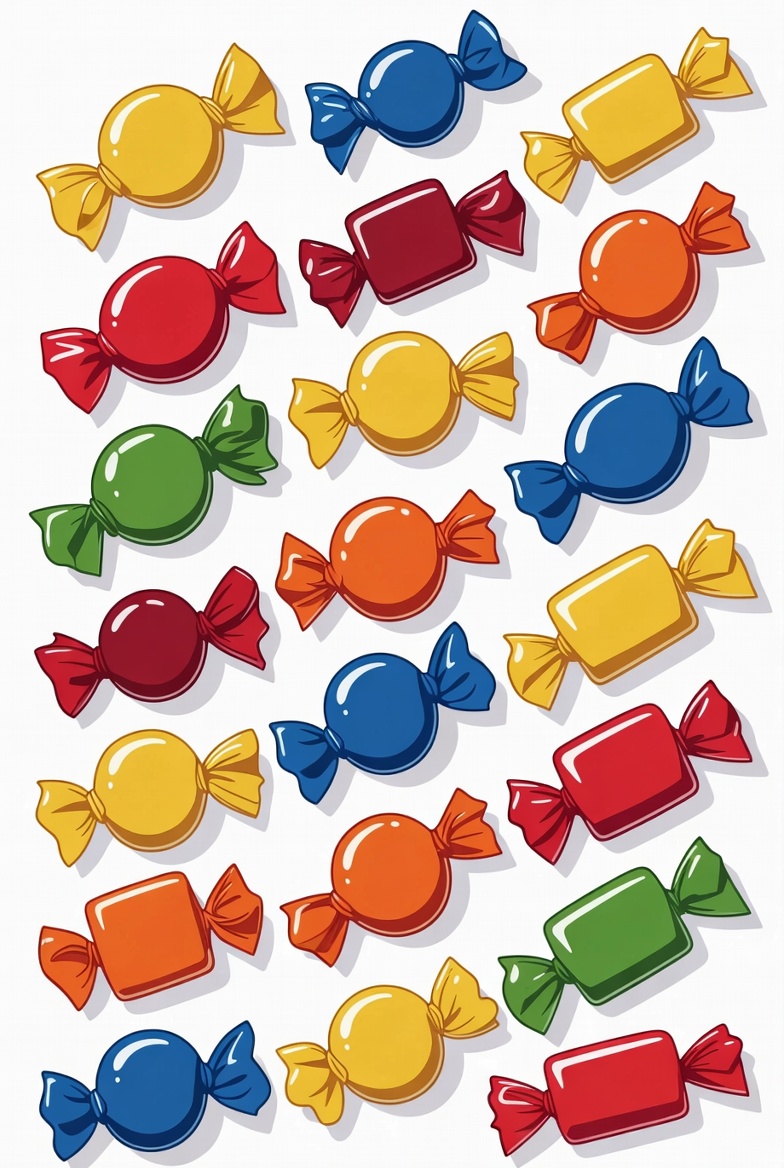 Colorful Wrapped Candies Illustration Colorful Wrapped Candies Illustration