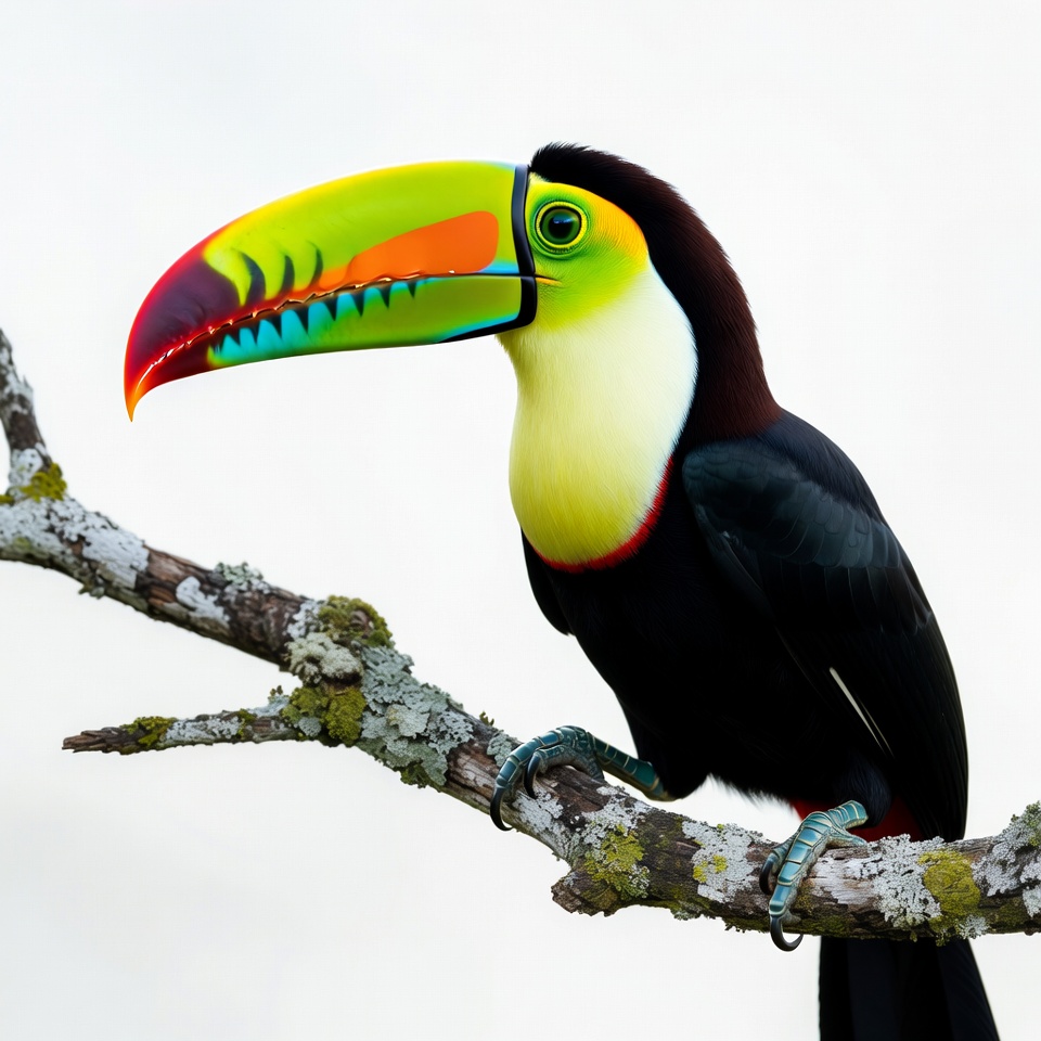 Colorful Toucan Perched on Branch Colorful Toucan Perched on Branch