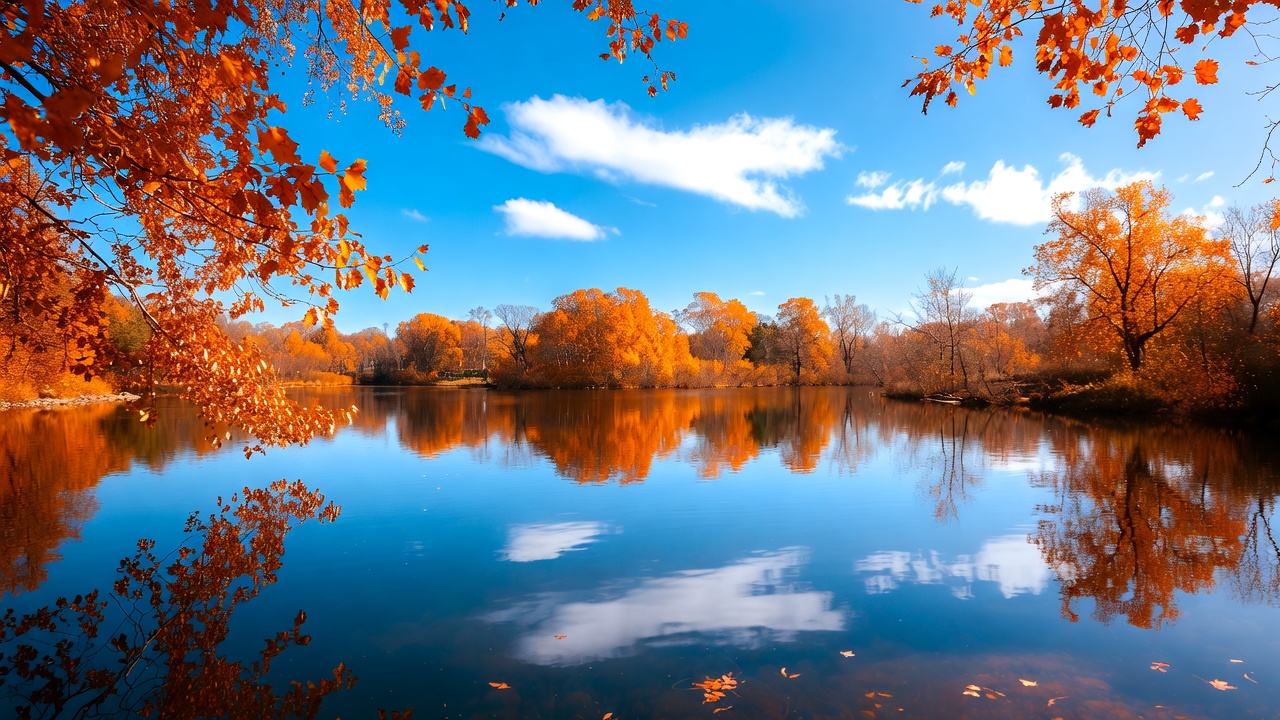 Autumn Trees Reflecting in Lake Autumn Trees Reflecting in Lake