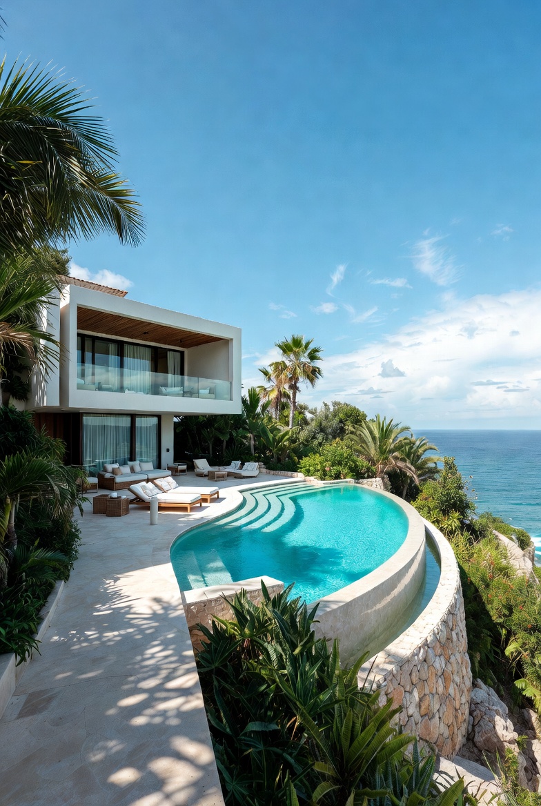 Modern cliffside house with infinity pool Modern cliffside house with infinity pool