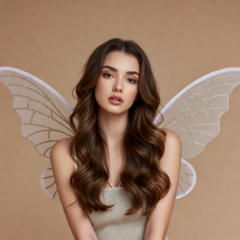 Woman with glittery fairy wings Woman with glittery fairy wings