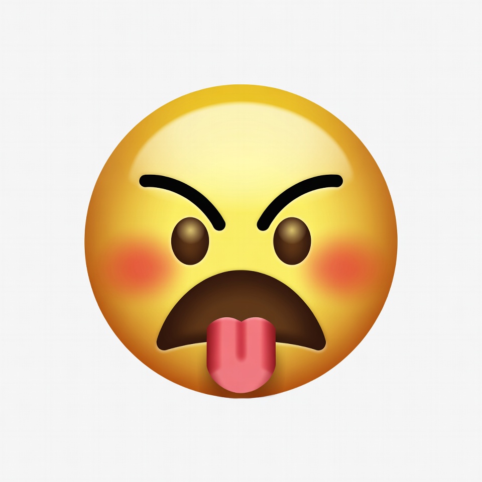 Angry yellow emoji sticking tongue out Angry yellow emoji sticking tongue out