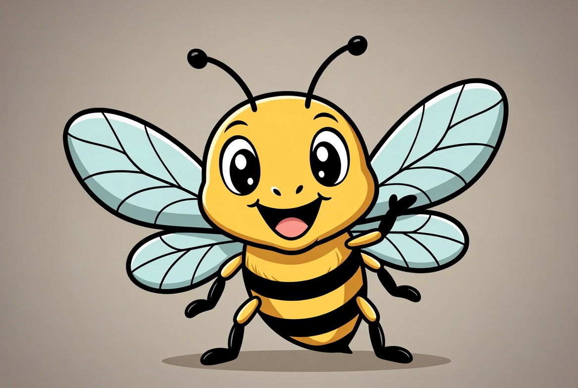 Cartoon Bee Waving Happily Cartoon Bee Waving Happily