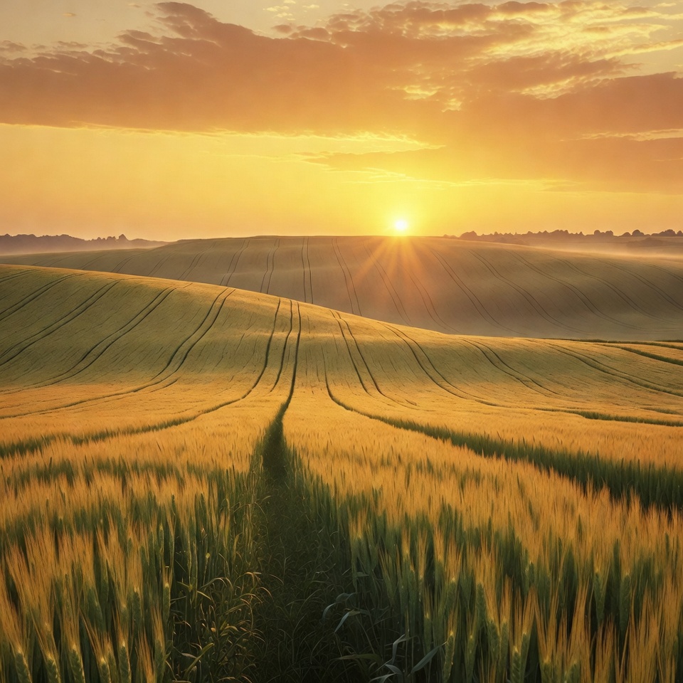 Golden Wheat Field at Sunrise Golden Wheat Field at Sunrise