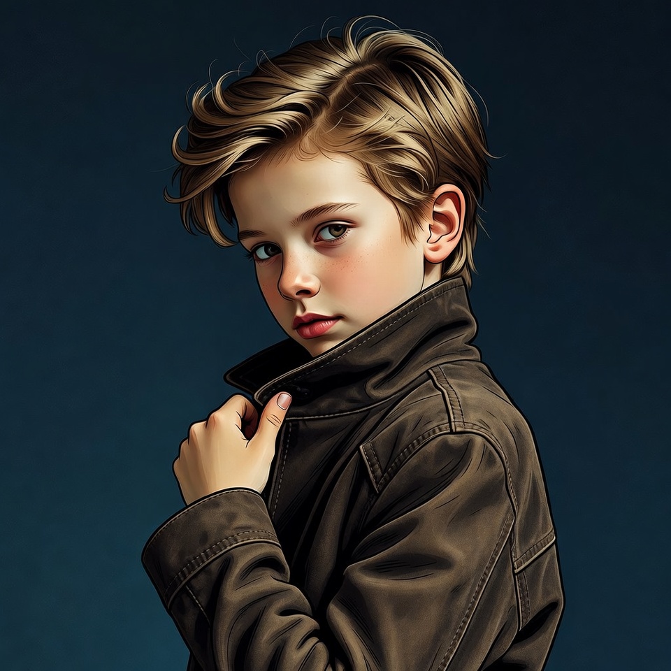 Blond boy in leather jacket Blond boy in leather jacket