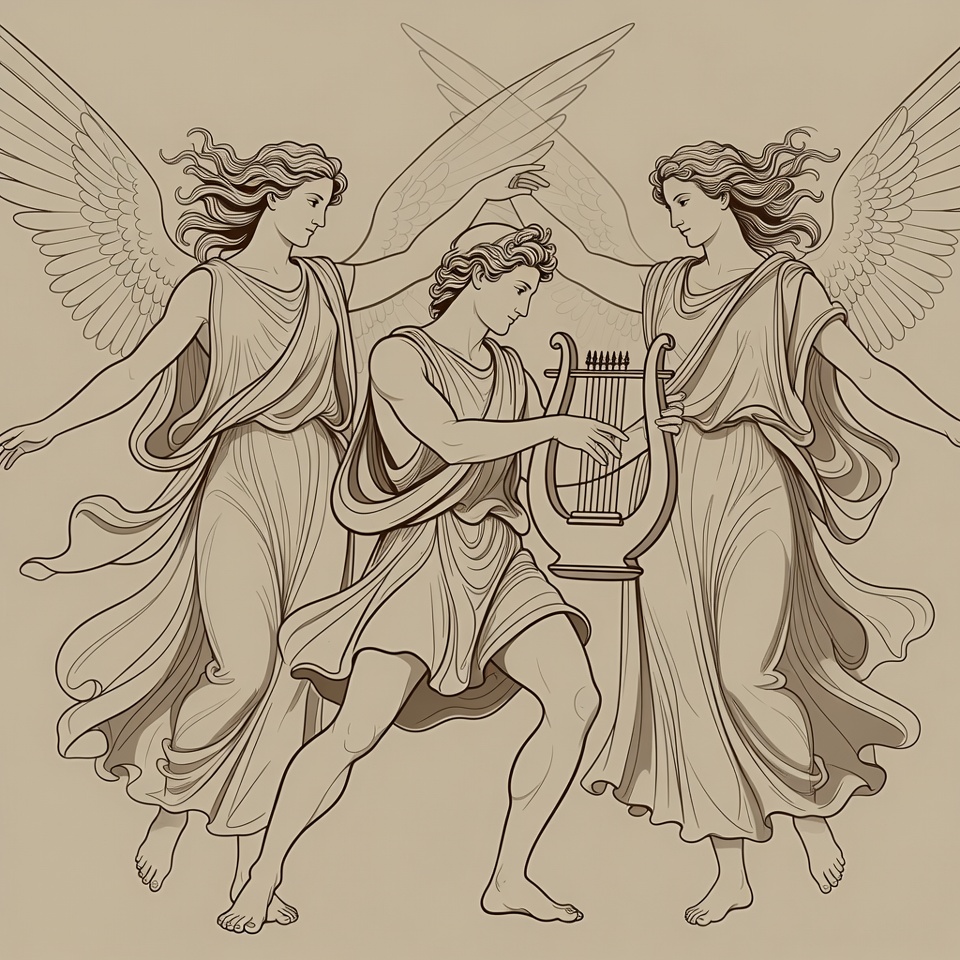 Apollo Playing Lyre with Angels Apollo Playing Lyre with Angels