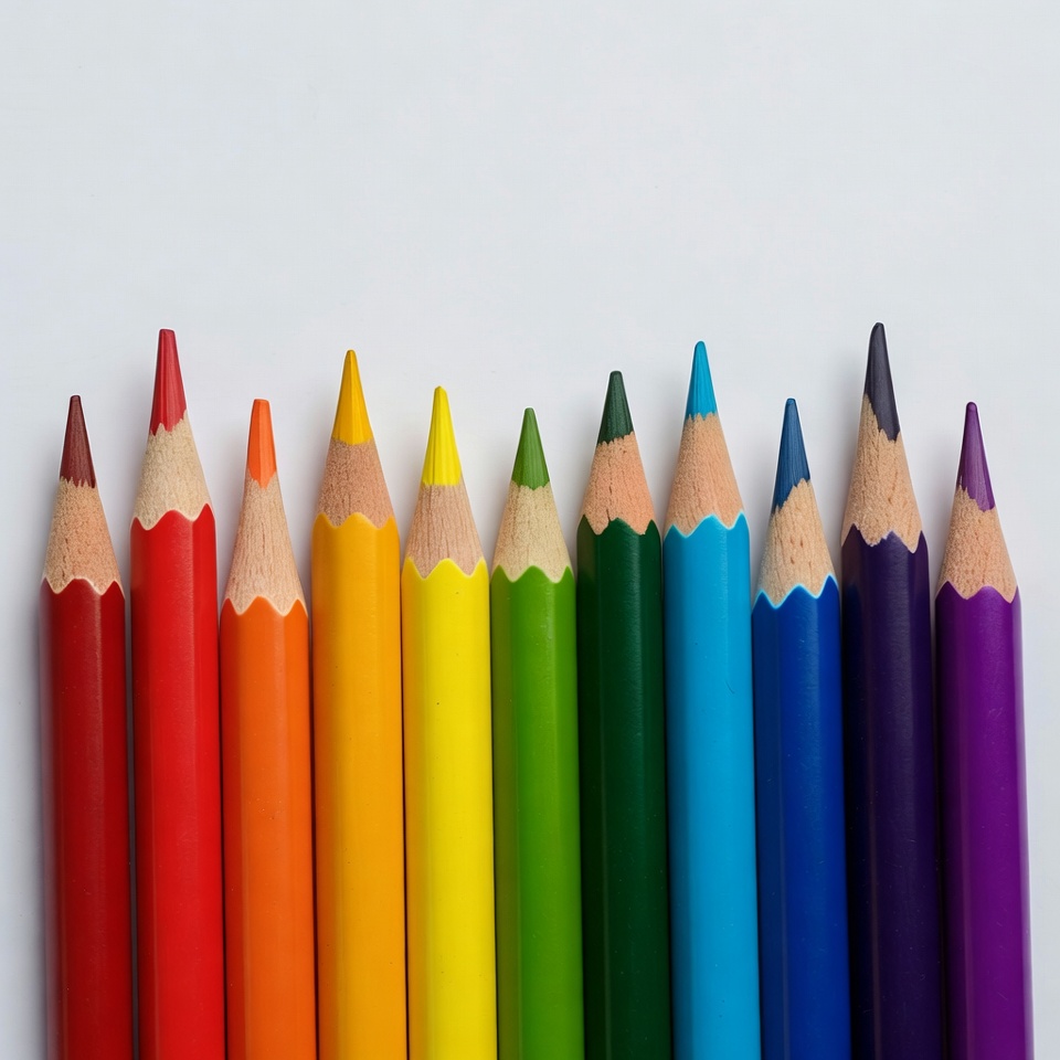 Rainbow Colored Pencils on White Rainbow Colored Pencils on White