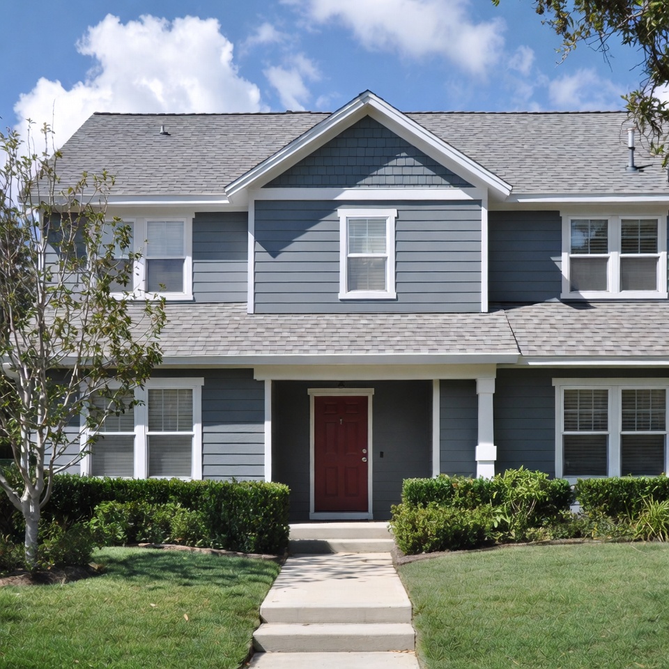 Gray House with Red Door Gray House with Red Door
