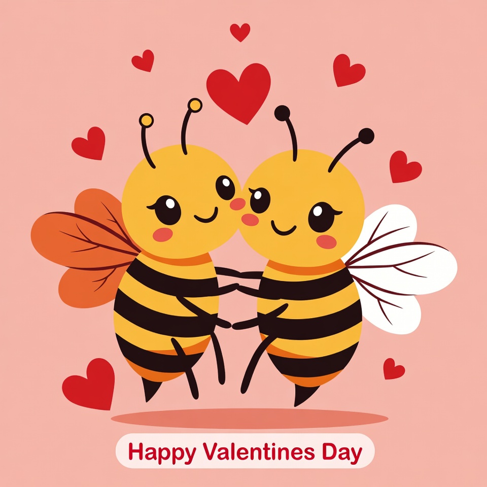 Cute Bees Hugging on Valentine's Day Cute Bees Hugging on Valentine's Day