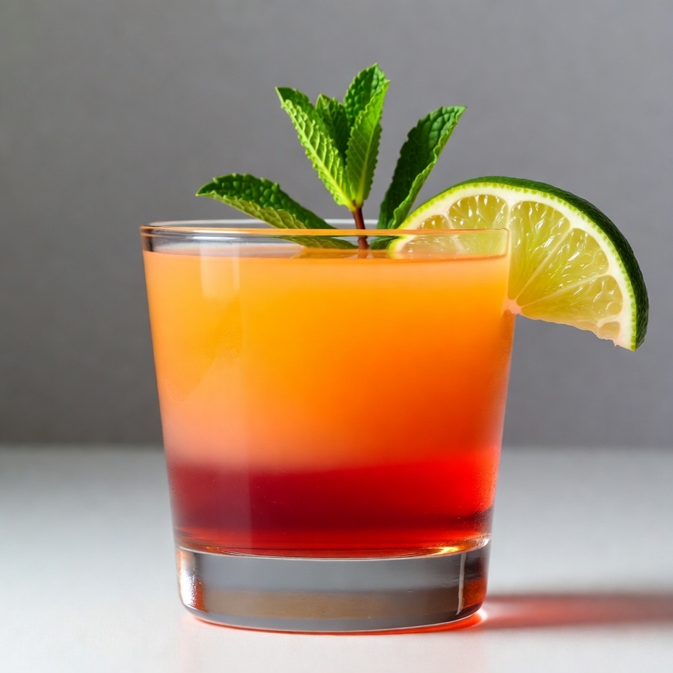 Orange Cocktail with Lime and Mint Orange Cocktail with Lime and Mint