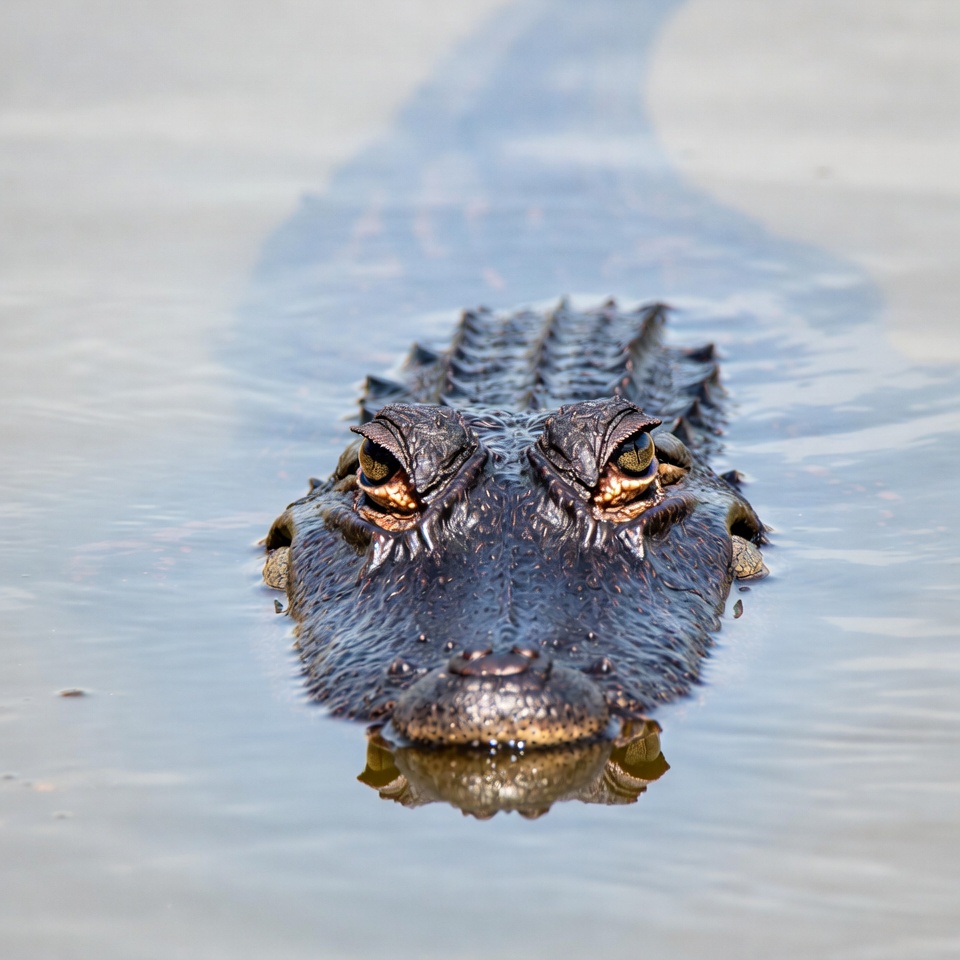 Alligator swimming in water Alligator swimming in water