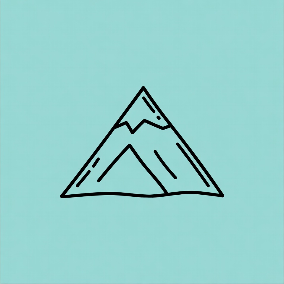 Mountain icon on teal background Mountain icon on teal background