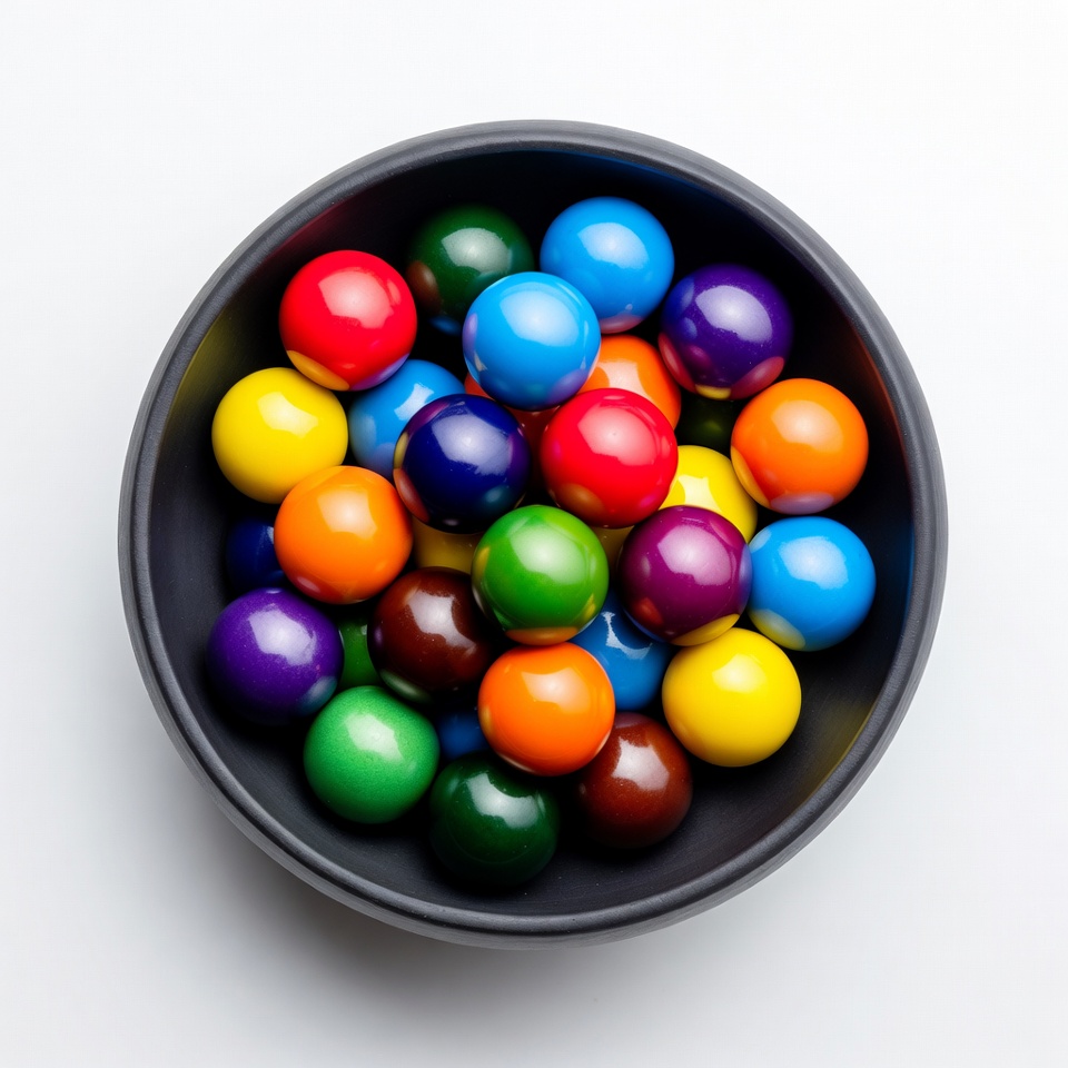 Colorful Candy Balls in Black Bowl Colorful Candy Balls in Black Bowl