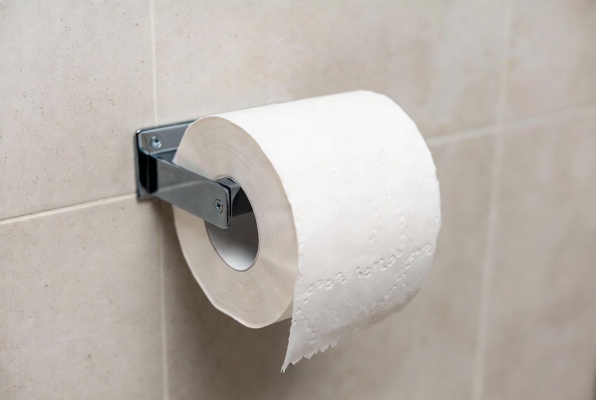 Toilet paper on bathroom wall holder Toilet paper on bathroom wall holder