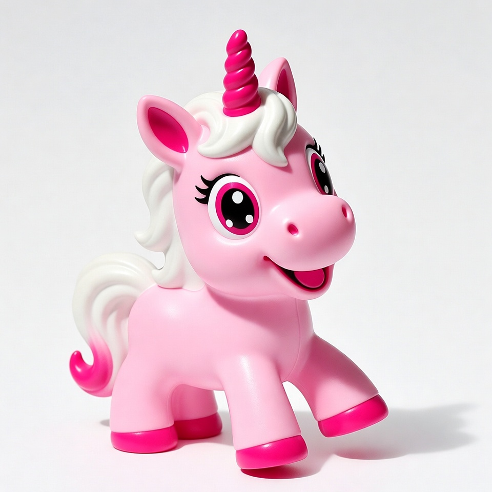 Pink unicorn toy on white background Pink unicorn toy on white background