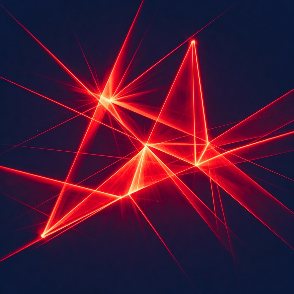Red Laser Beams on Dark Background Red Laser Beams on Dark Background