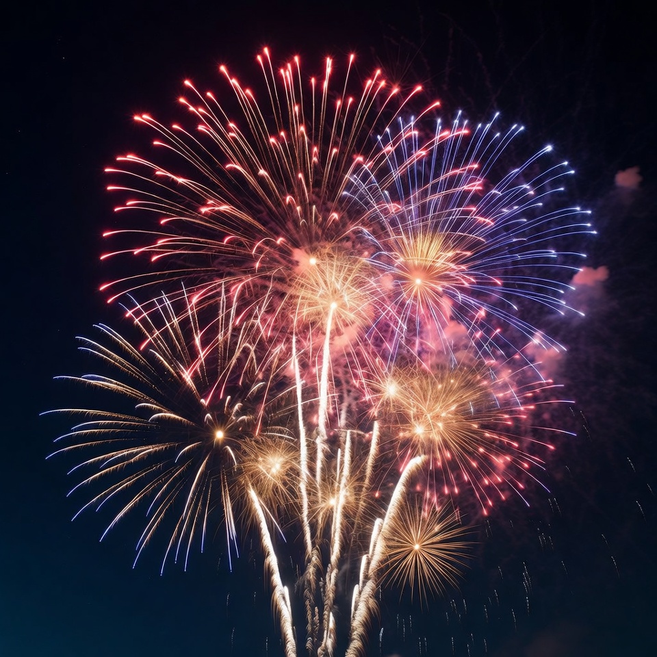 Colorful Fireworks Exploding in Night Sky Colorful Fireworks Exploding in Night Sky