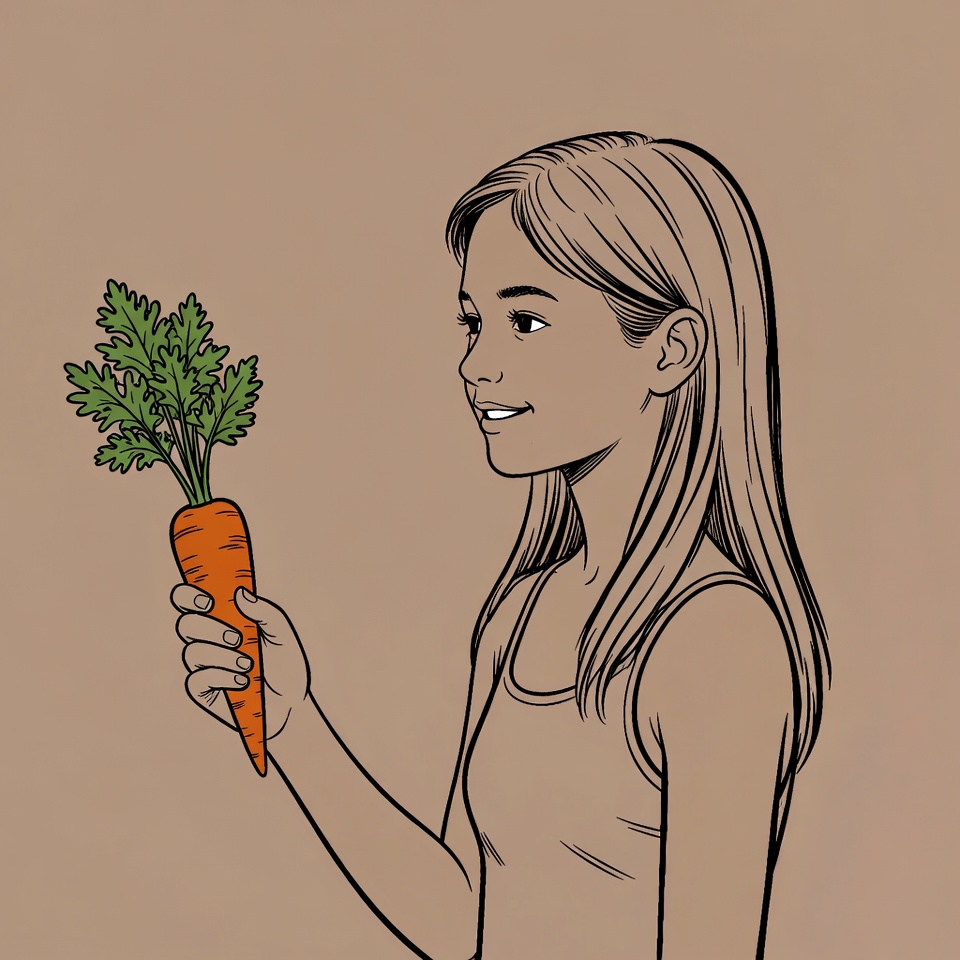 Girl holding fresh carrot Girl holding fresh carrot