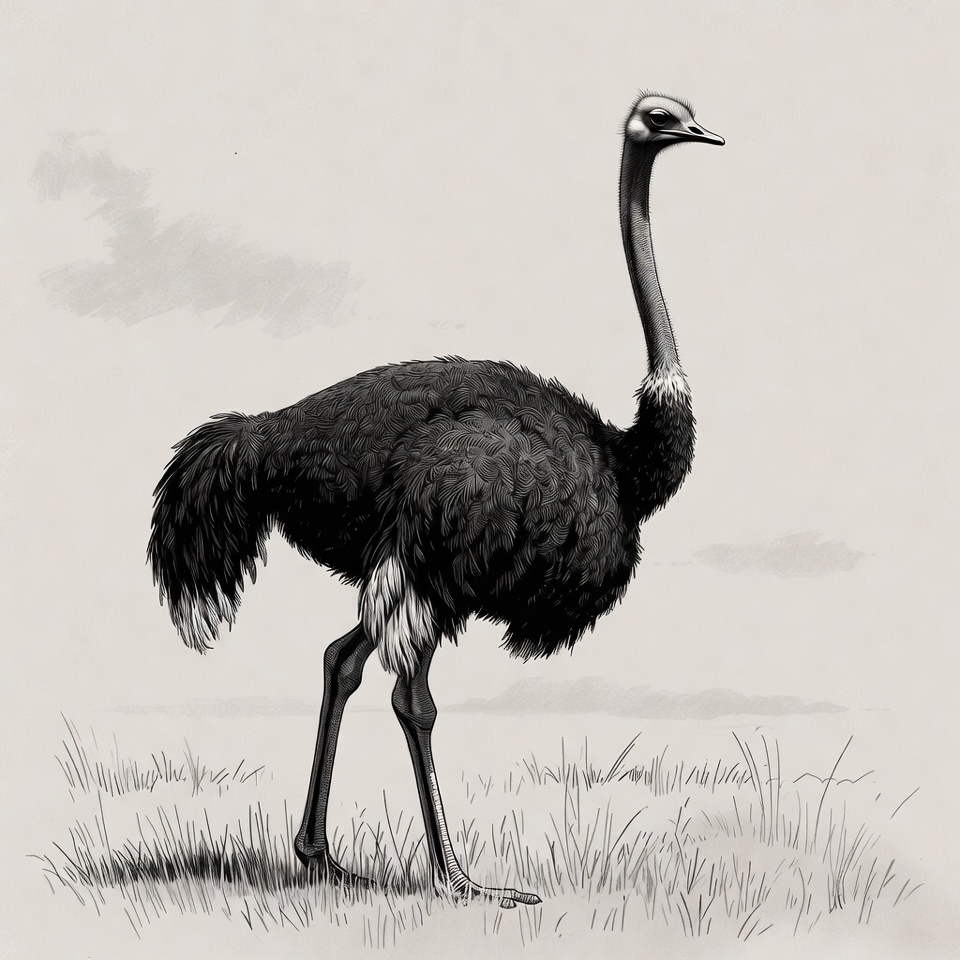 Ostrich standing in grass Ostrich standing in grass