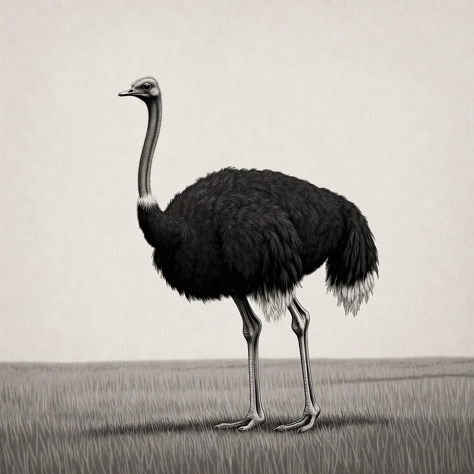 Ostrich standing on grass Ostrich standing on grass