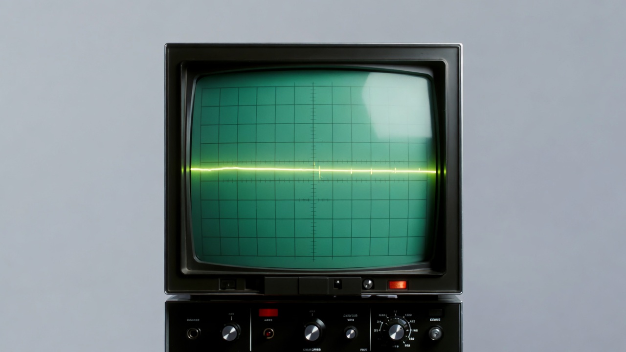 Oscilloscope displaying green horizontal line Oscilloscope displaying green horizontal line