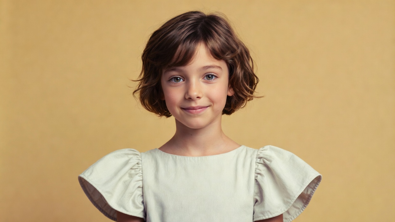 Smiling girl with bob haircut Smiling girl with bob haircut