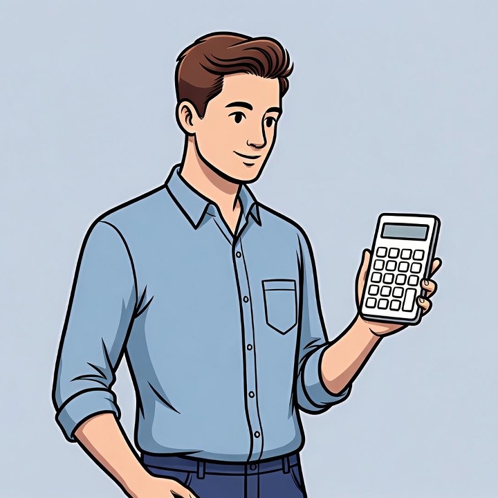 Man holding calculator Man holding calculator