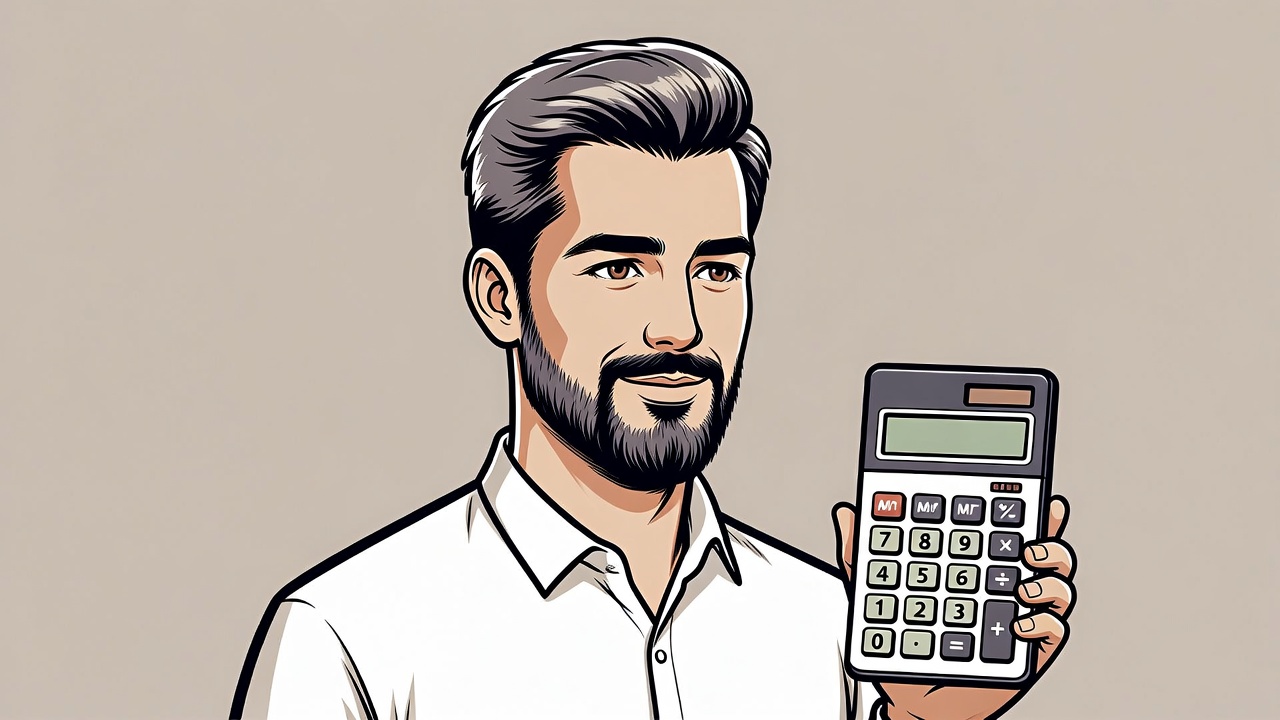 Man holding calculator Man holding calculator