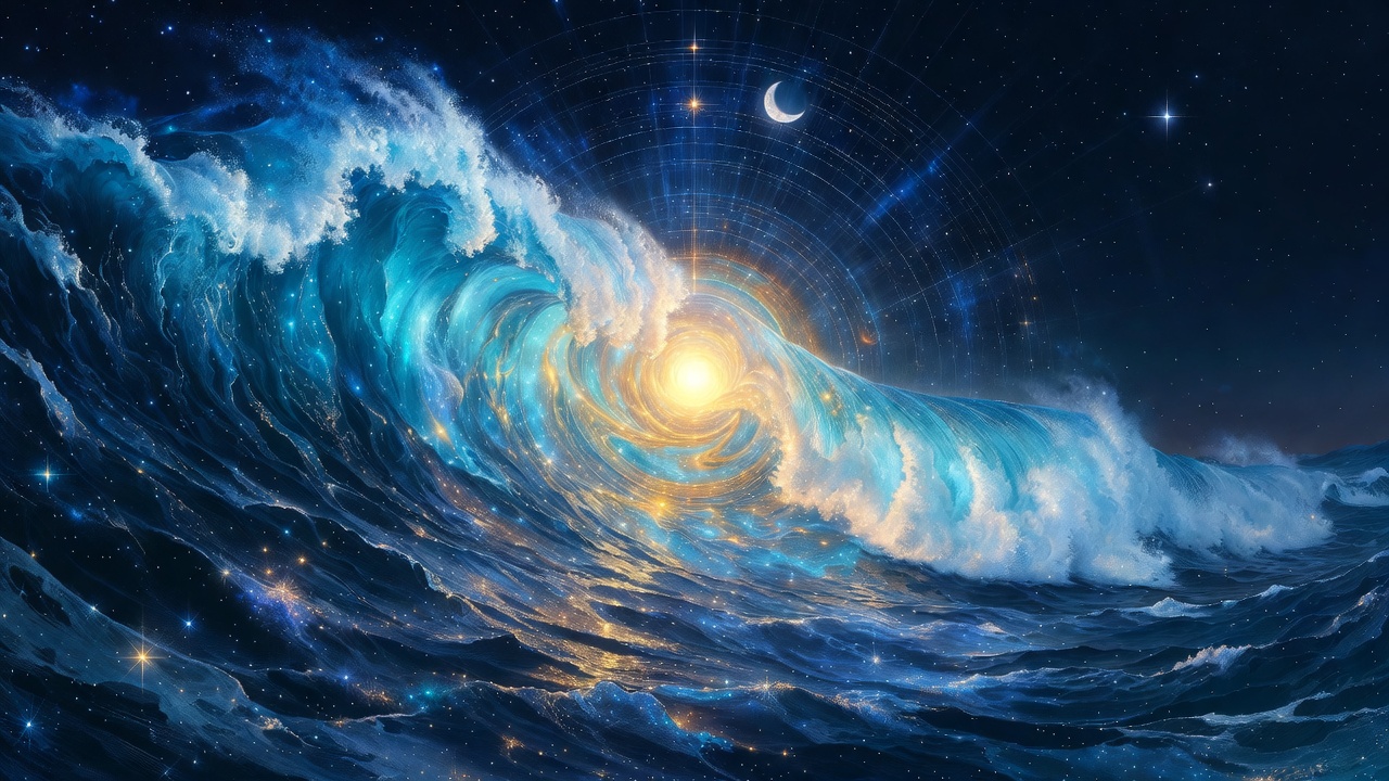 Cosmic Ocean Wave with Sun and Stars Cosmic Ocean Wave with Sun and Stars