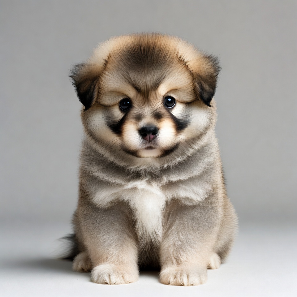 Fluffy Pomeranian Puppy Sitting Fluffy Pomeranian Puppy Sitting