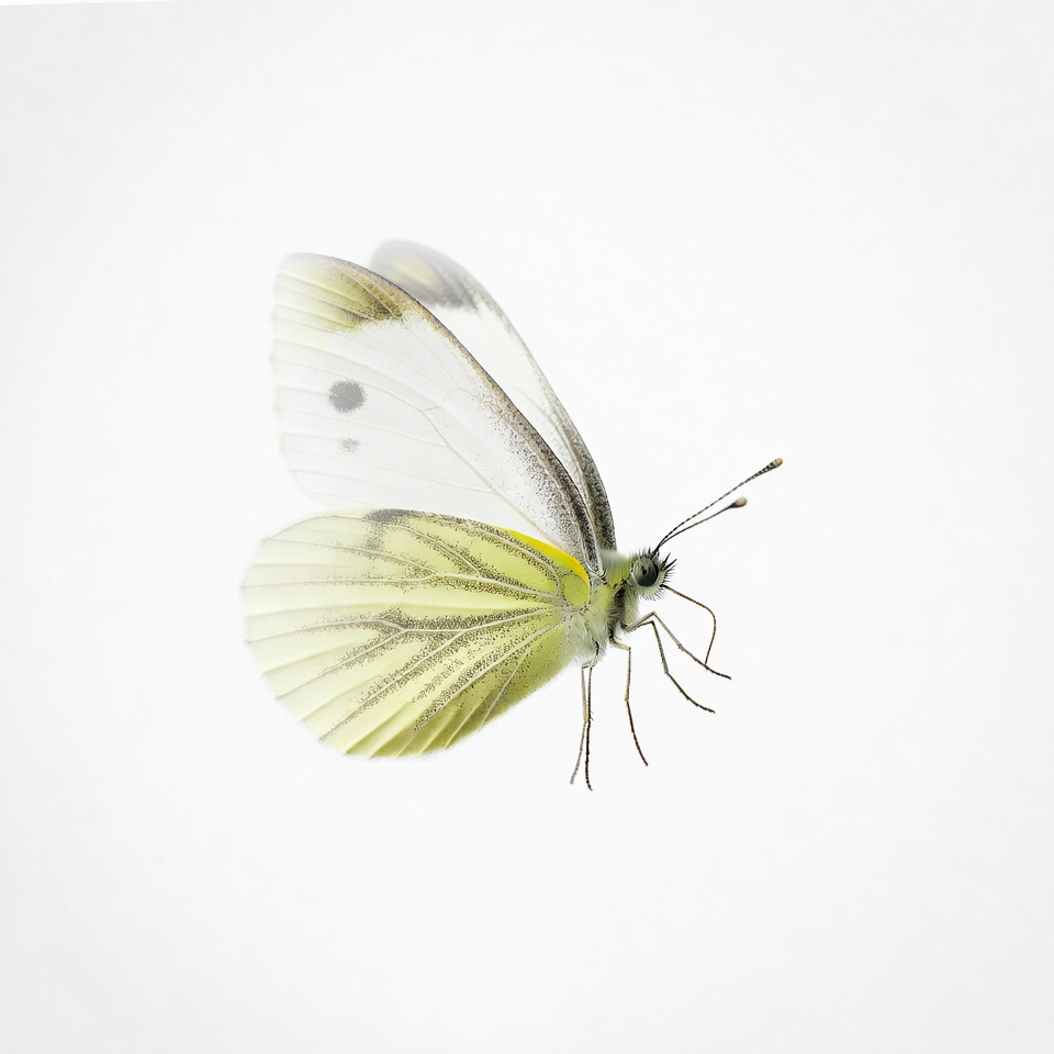 White Butterfly on Isolated Background White Butterfly on Isolated Background