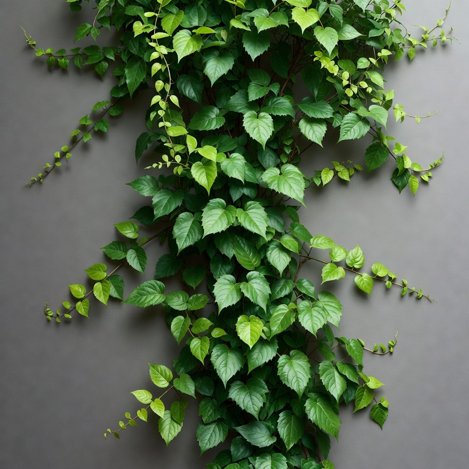Green Climbing Ivy on Gray Wall Green Climbing Ivy on Gray Wall