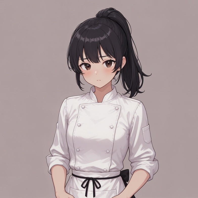 Anime girl in white chef uniform Anime girl in white chef uniform