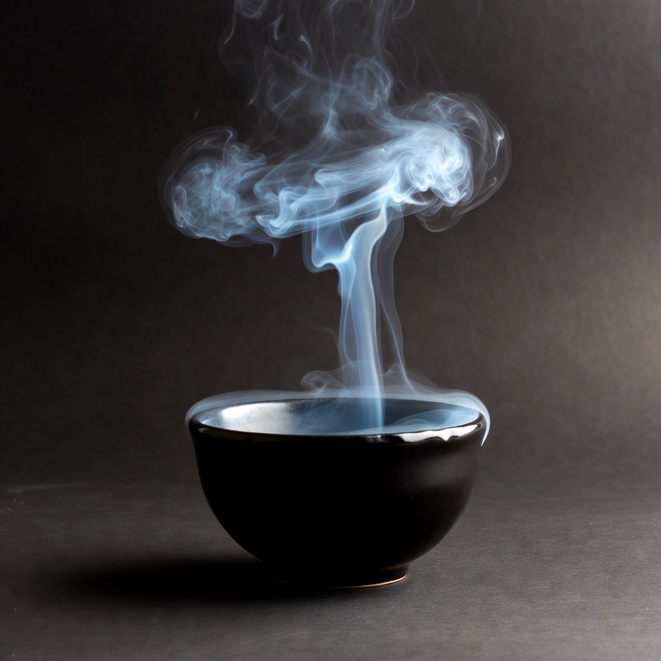 Steaming black bowl isolated Steaming black bowl isolated