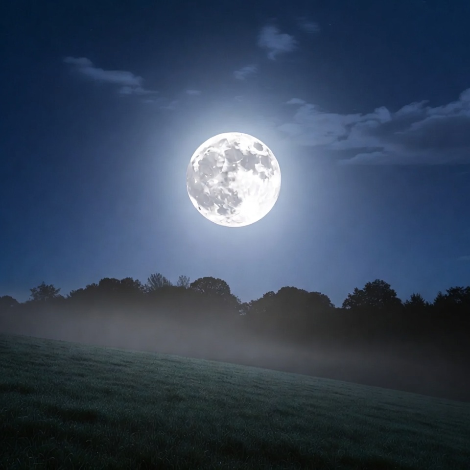 Full Moon Over Misty Forest Full Moon Over Misty Forest